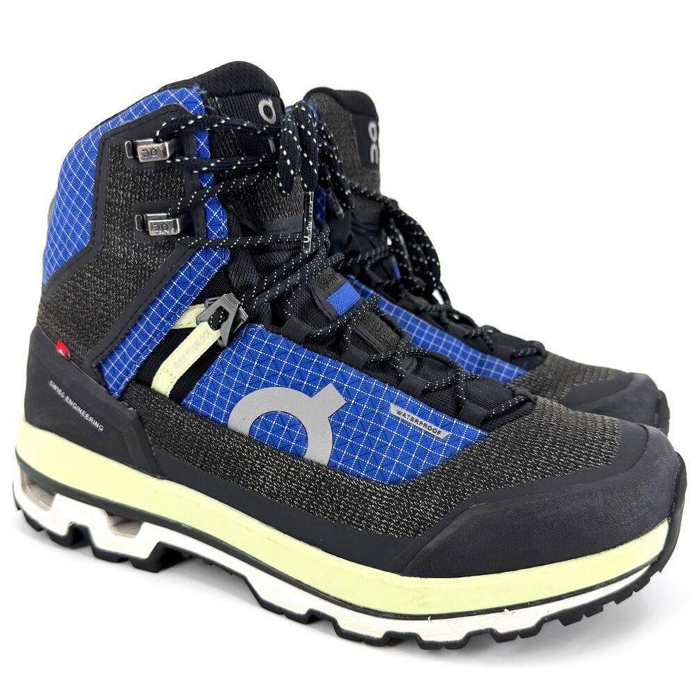 On Cloud Cloudalpine Waterproof Cobalt Limelight Hiking Boots Shoes Mens Sz 7.5